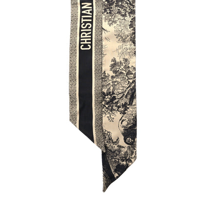 Christian Dior Silk Toile De Jouy Reverse Capri Mitzah Scarf Beige Black 2 of 3