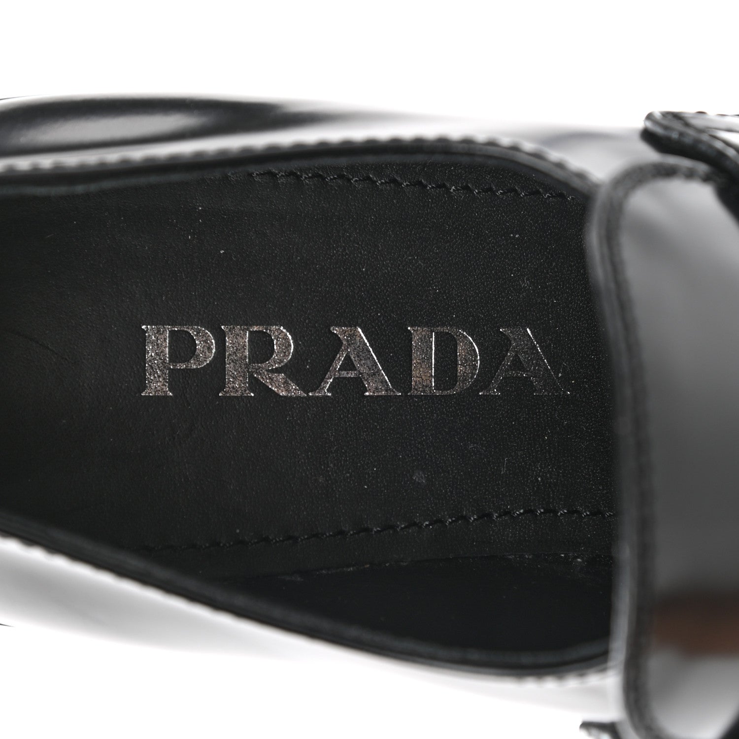 Prada Spazzolato Metal Triangle Logo 50mm Loafers 35.5 Black 7 of 9