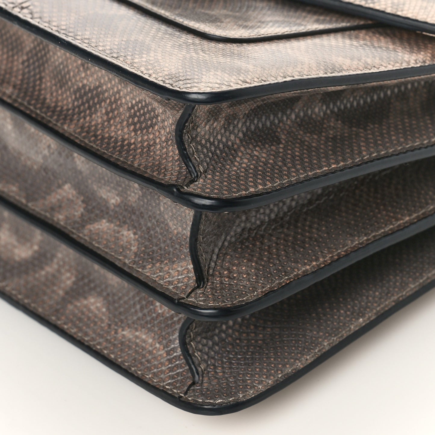 Shiny Karung Serpenti Forever Top Handle Brown