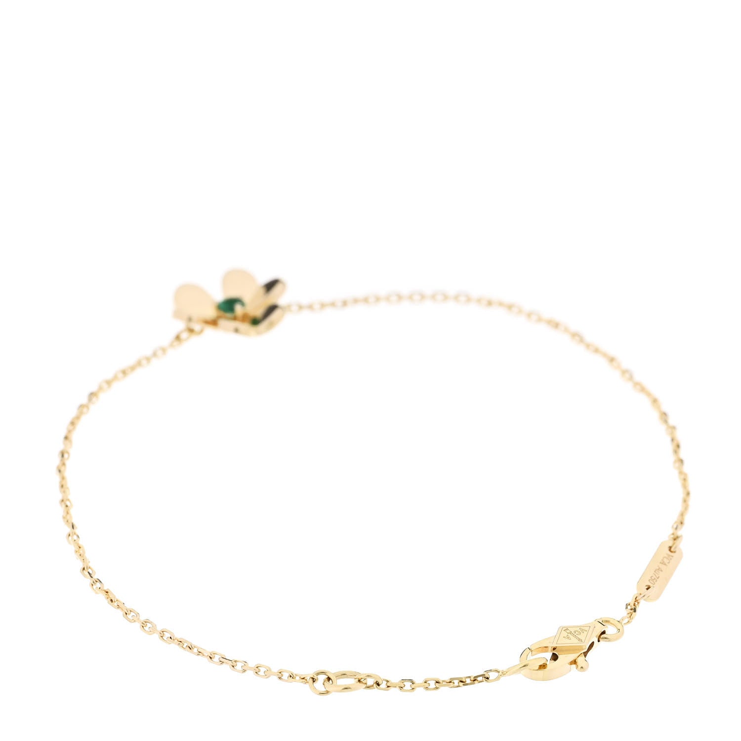 Van Cleef & Arpels 18K Yellow Gold Emerald Mini Frivole Bracelet 2 of 5