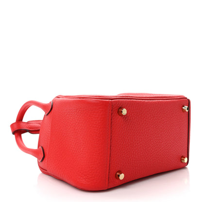 Hermes Taurillon Clemence Mini Lindy 20 Rouge de Coeur 4 of 9