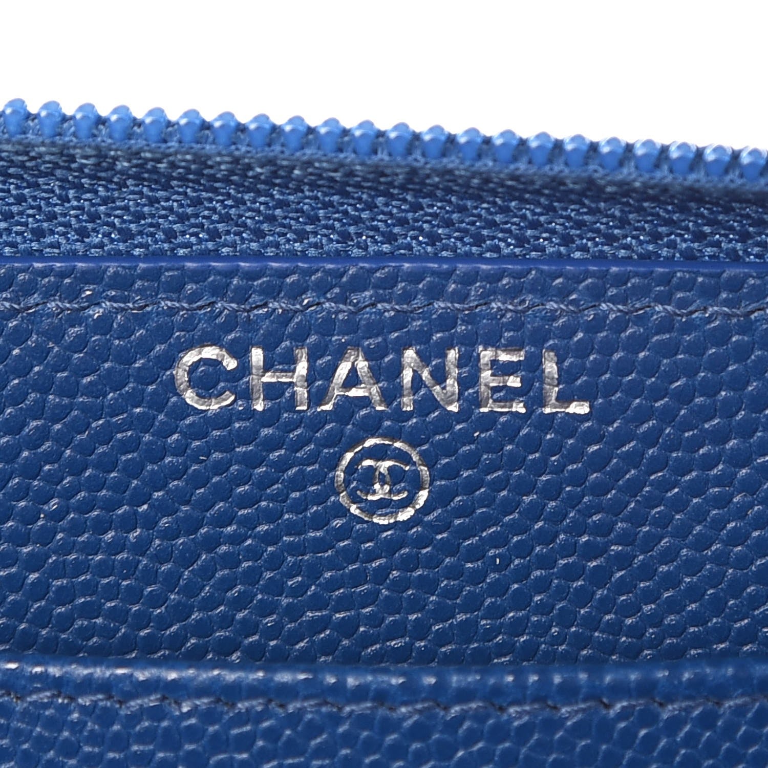 Chanel Caviar Large Zip Around Boy Wallet Blue 6 of 9