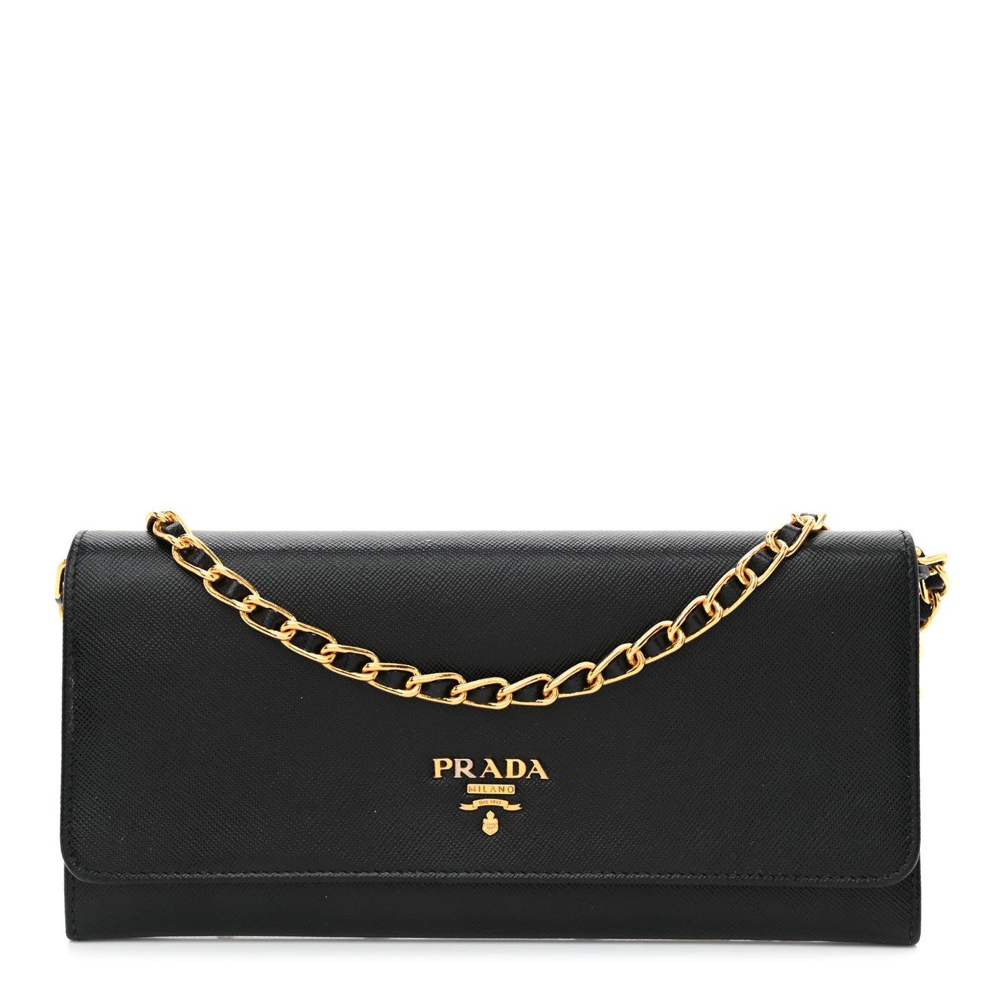 Saffiano Metal Oro Chain Wallet Black