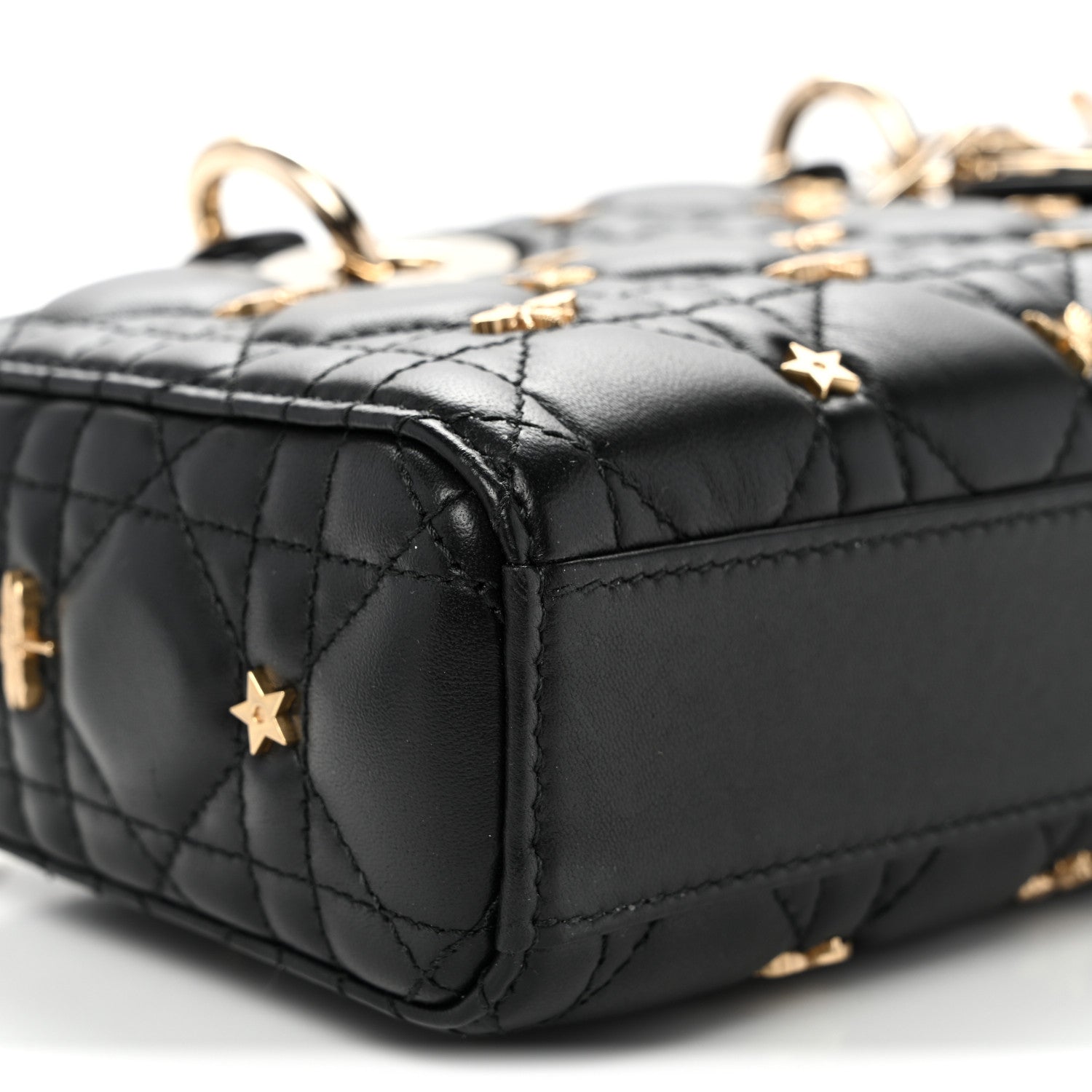 Christian Dior Lambskin Cannage Butterfly Studs Small Lady D-Joy Black 8 of 9