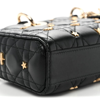 Christian Dior Lambskin Cannage Butterfly Studs Small Lady D-Joy Black 8 of 9