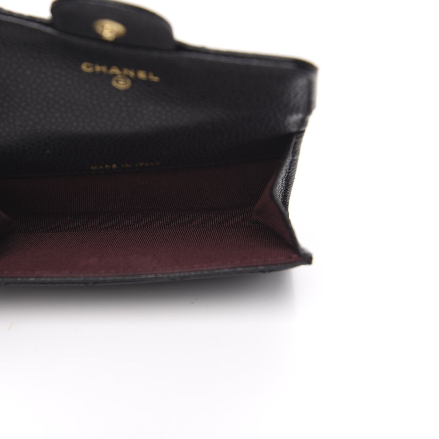 Caviar Quilted Flap Card Holder Wallet Black