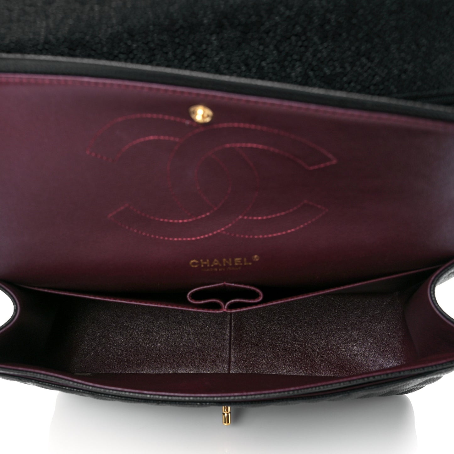 Caviar Quilted Jumbo Double Flap Black