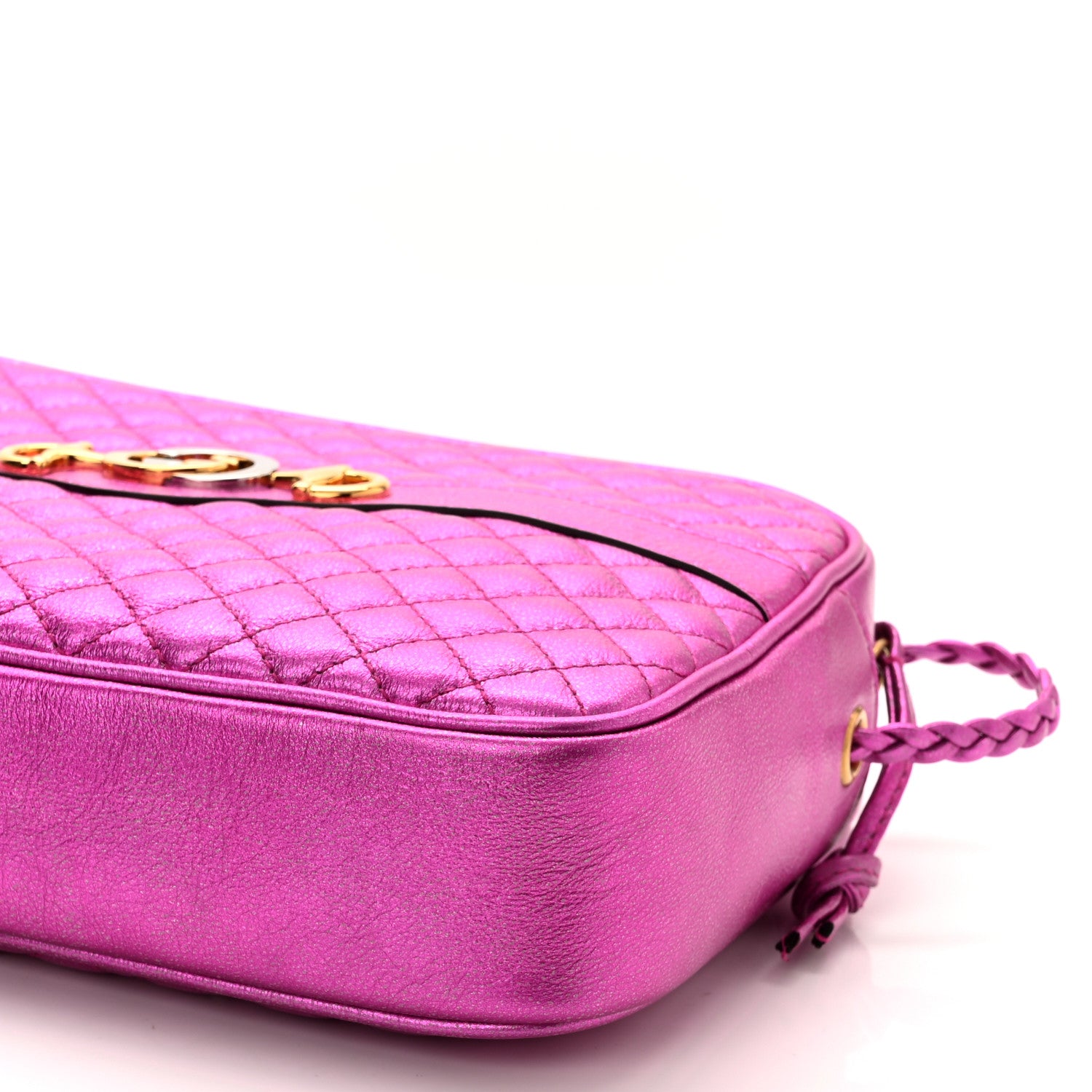 Gucci Laminated Nappa Trapuntata Small Zumi Shoulder Bag Fuxia 10 of 11