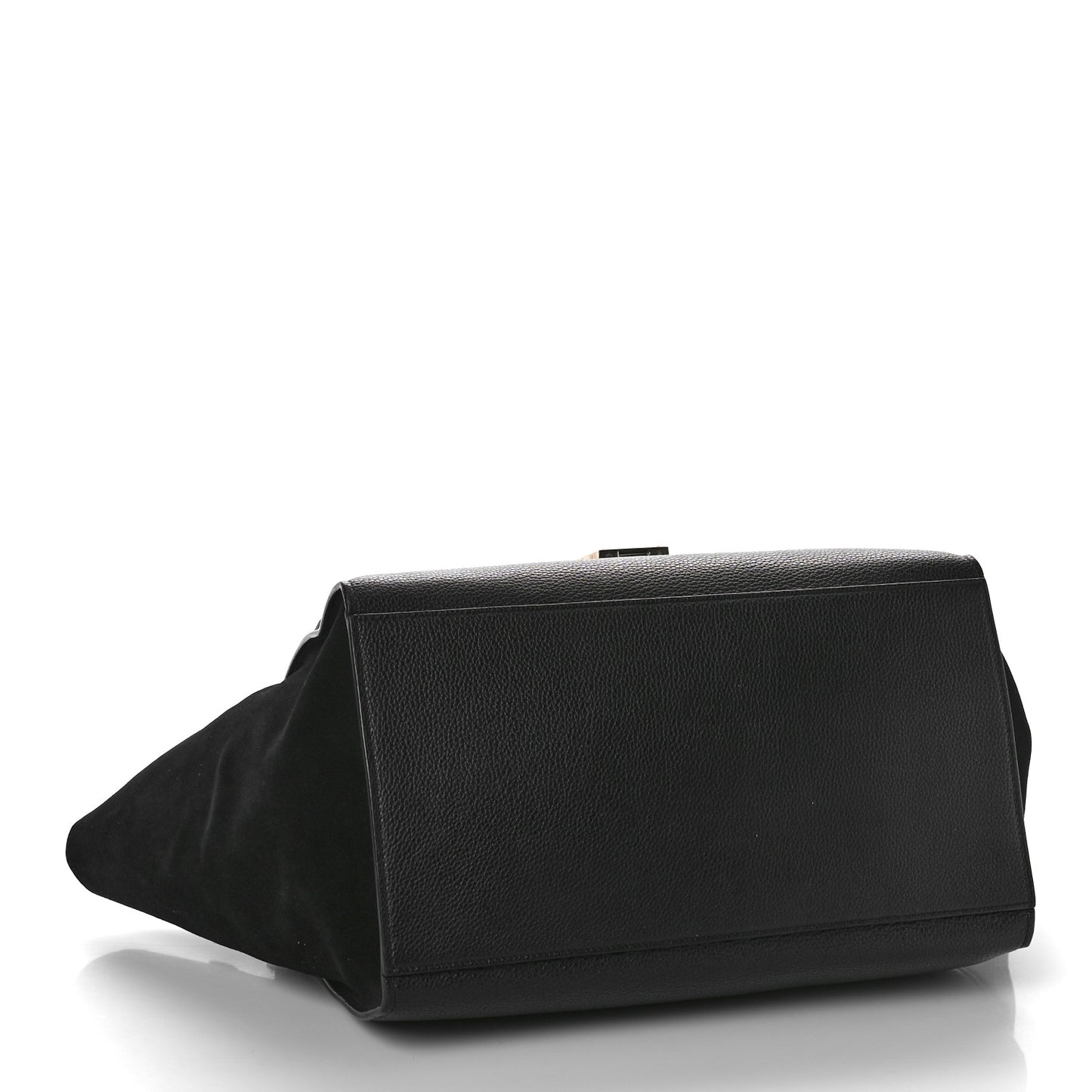 Drummed Calfskin Suede Medium Trapeze Black