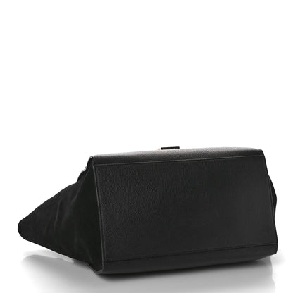 Celine Drummed Calfskin Suede Medium Trapeze Black 4 of 8