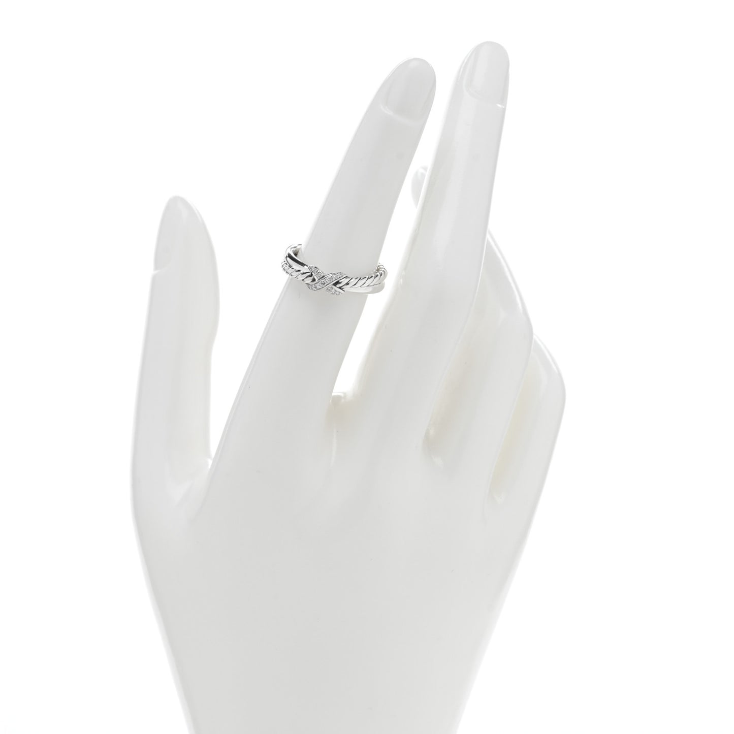 Sterling Silver Diamond Petite X Crossover Ring 52 6