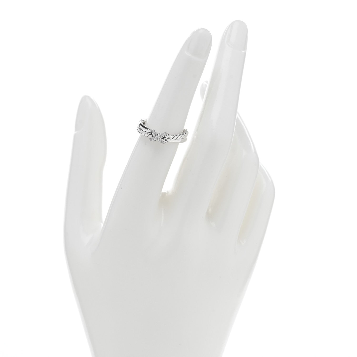 David Yurman Sterling Silver Diamond Petite X Crossover Ring 52 6 2 of 4