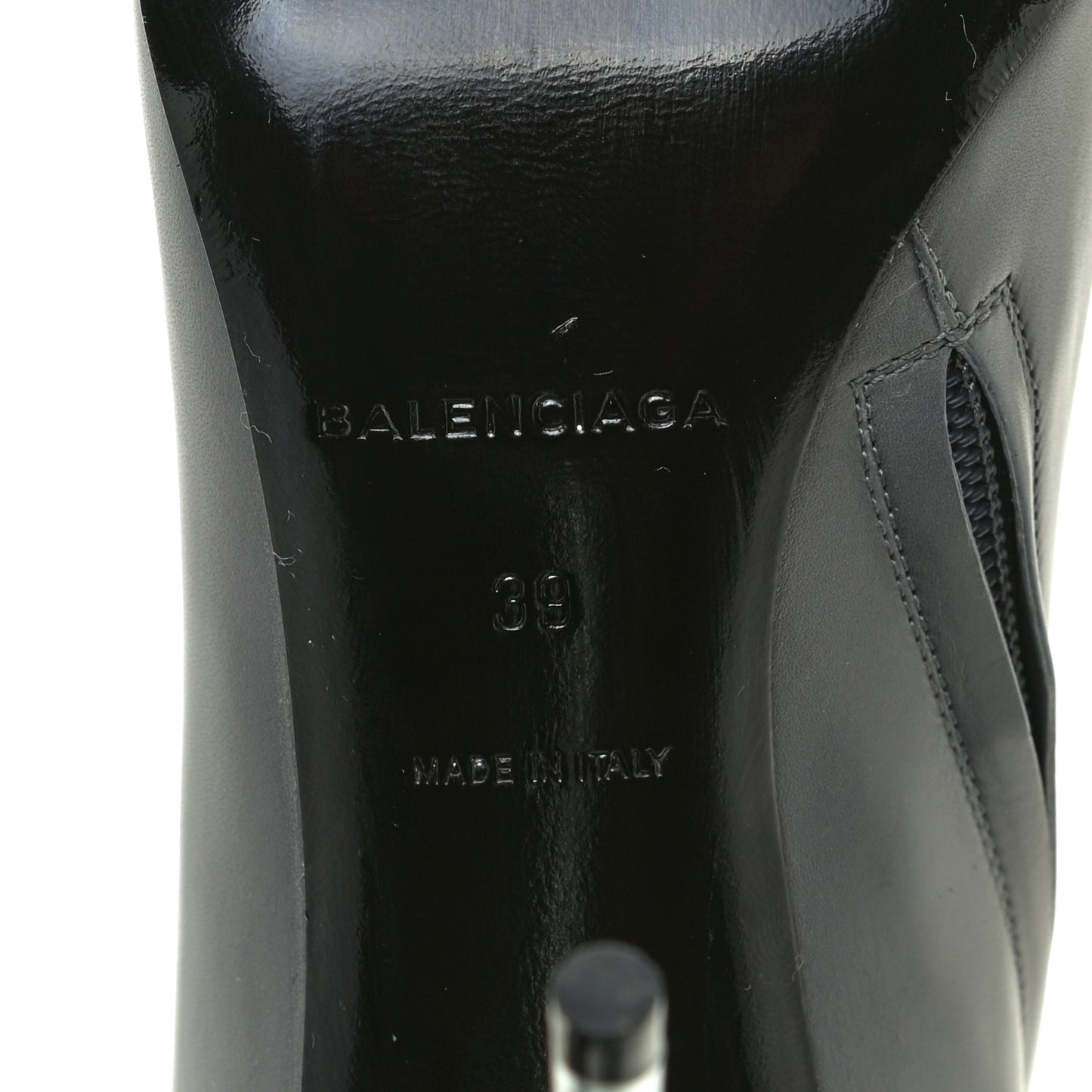 Calkfskin Round Toe Steel Transparent Heel 110mm Booties 39 Asphalte