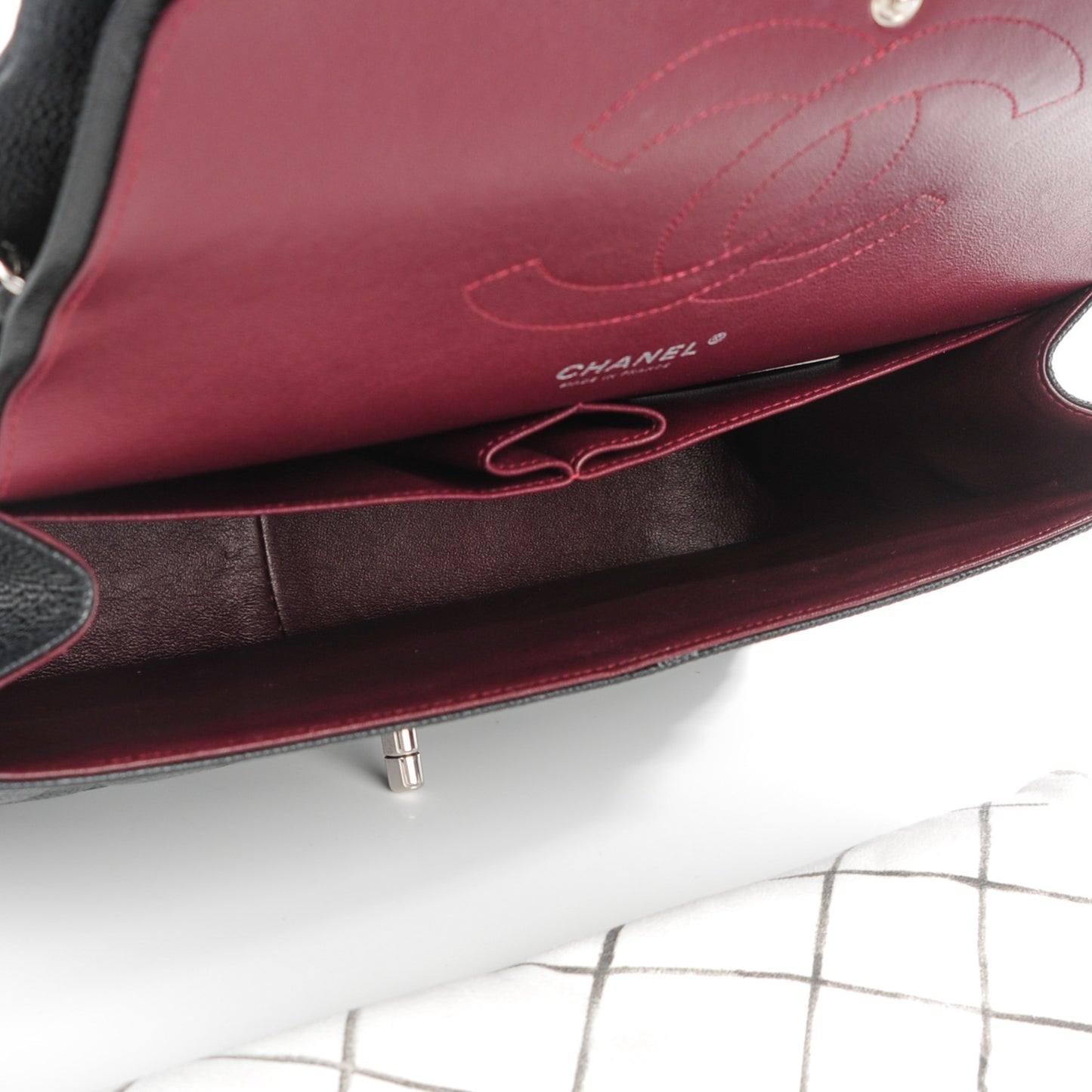 Caviar Quilted Jumbo Double Flap Black