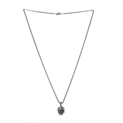 David Yurman Sterling Silver 2.7mm Box Chain Skull Wave Pendant Necklace 3 of 6