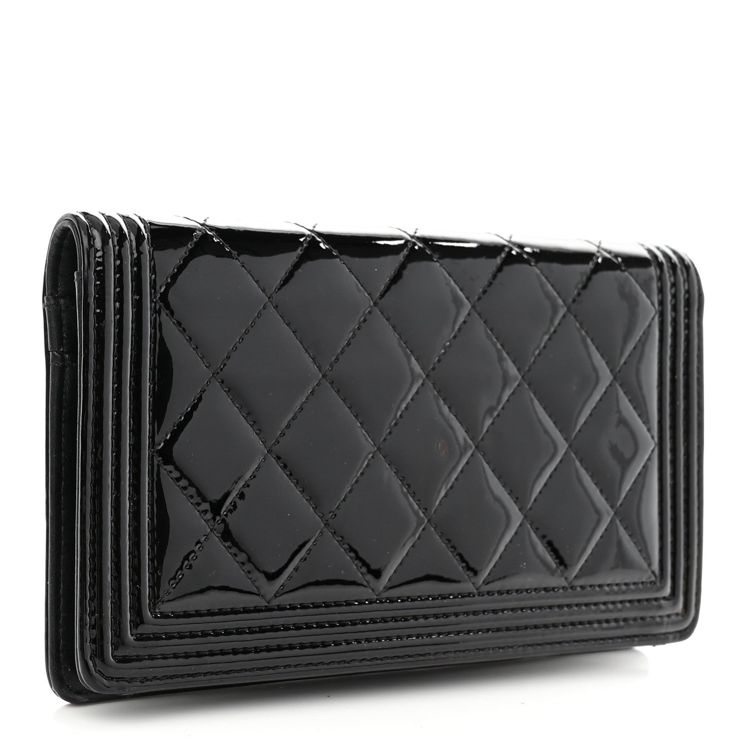 Chanel Patent Calfskin Quilted Boy Yen Wallet Black 4 of 9