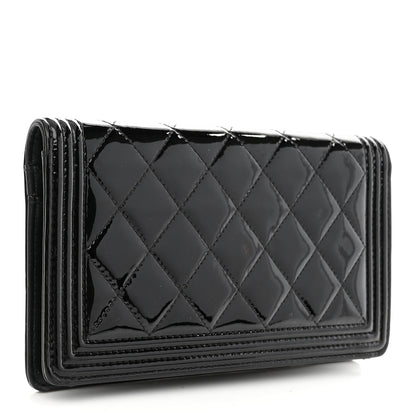 Chanel Patent Calfskin Quilted Boy Yen Wallet Black 4 of 9