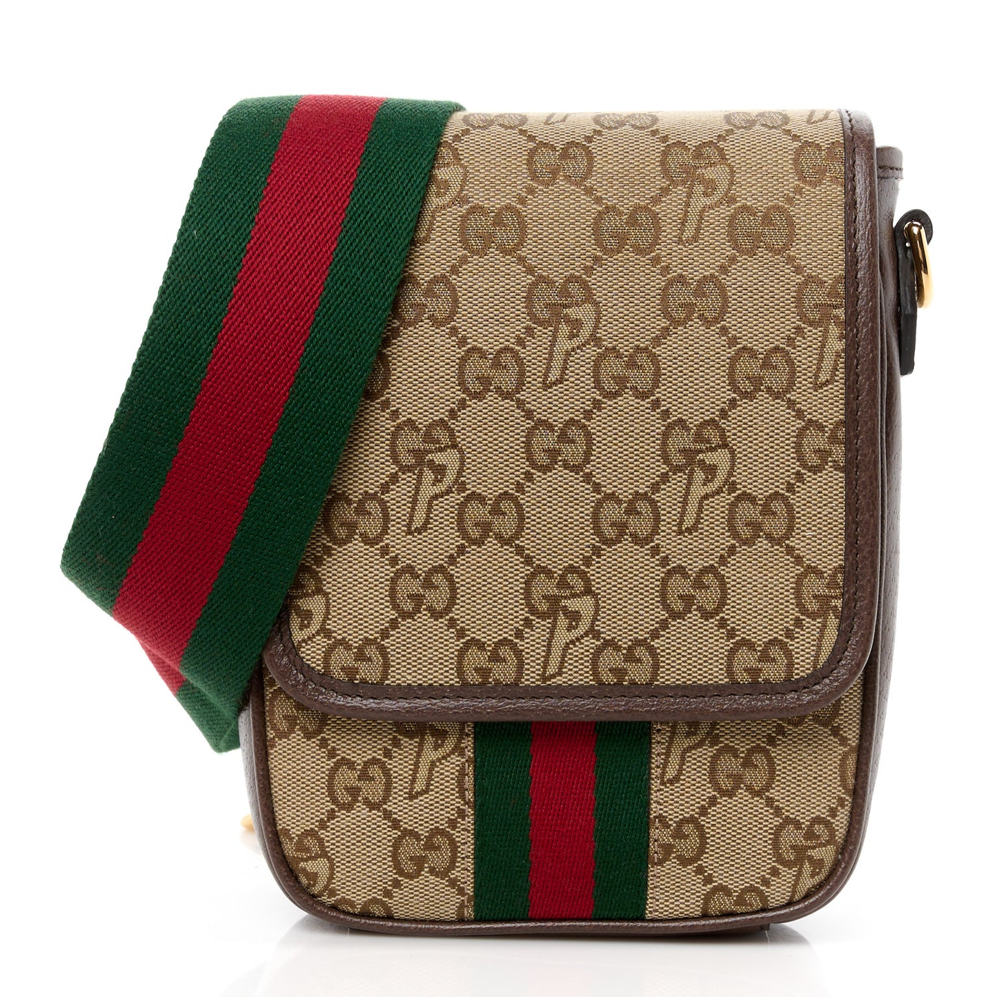 X PALACE GG P Canvas Monogram Web Flap Messenger Brown