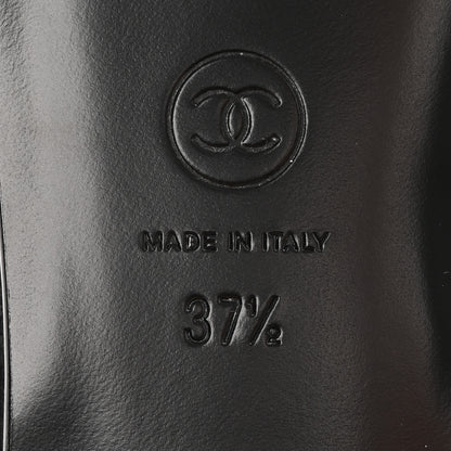 Chanel Lambskin Patent Cap Toe CC Ballerina Flats 37.5 Black 6 of 11
