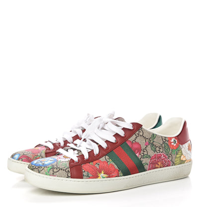 Gucci GG Supreme Monogram Flora Web Womens Ace Sneakers 42 Beige Multicolor Rosso 3 of 13
