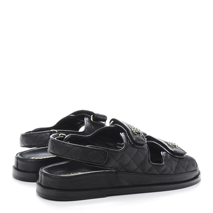 Chanel Grained Calfskin Velcro Dad Sandals 41 Black 4 of 9