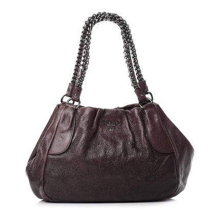 Prada Cervo Lux Chain Hobo Brown 1 of 12