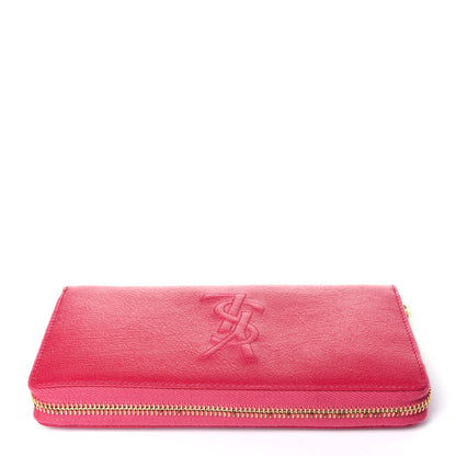 Saint Laurent Chevre Belle De Jour Zip Around Wallet Fuchsia 9 of 9
