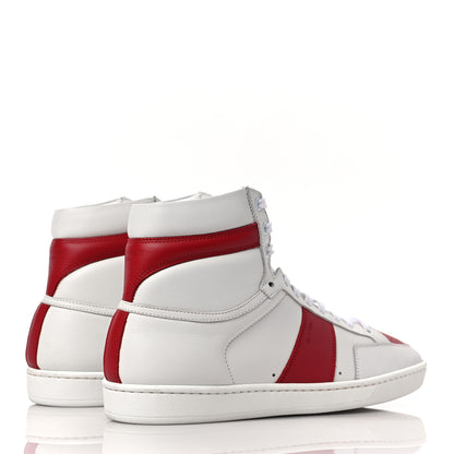 Saint Laurent Calfskin Mens Court Classic SL/10H High Top Sneakers 42 White Red 4 of 8