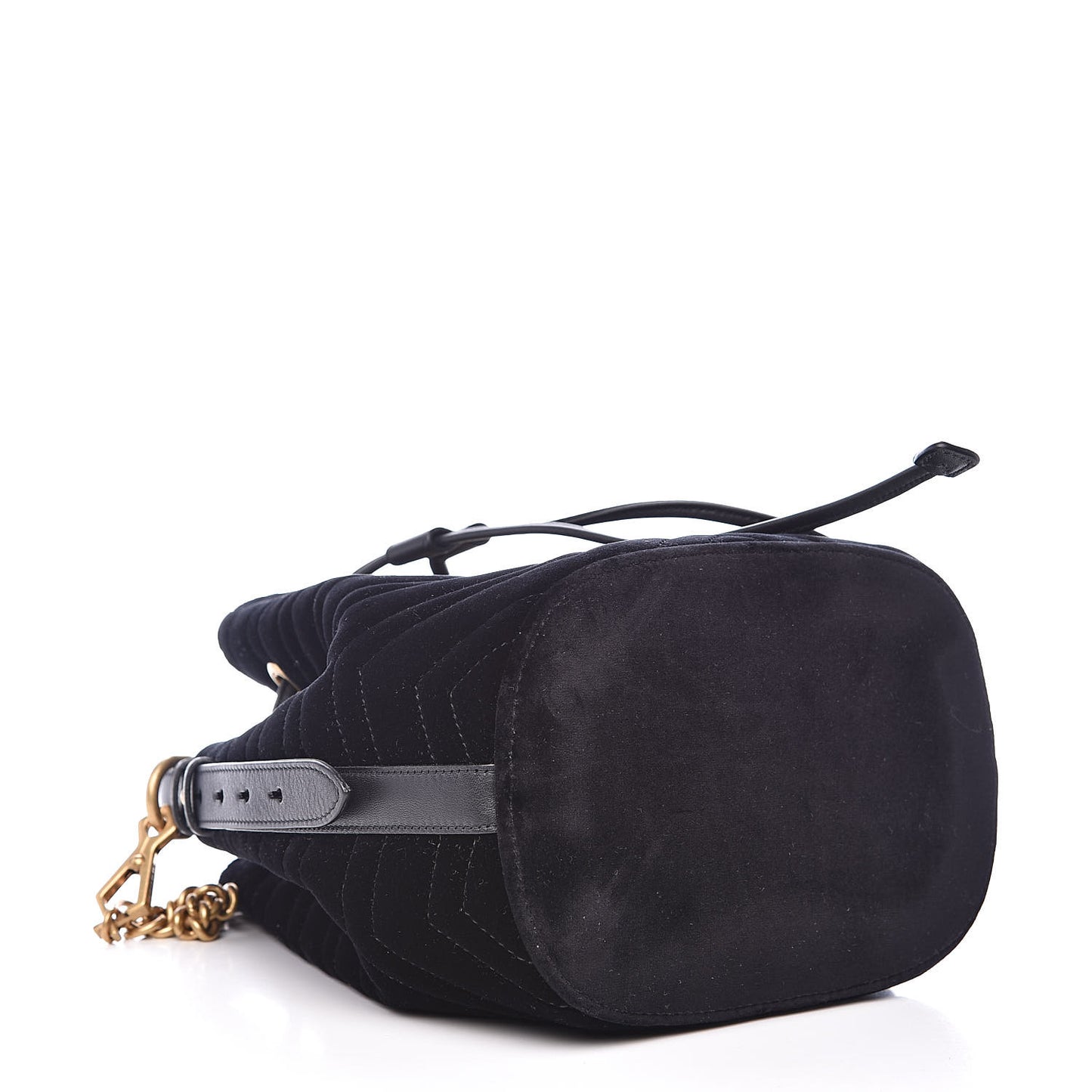 Velvet Matelasse GG Marmont Bucket Bag Black