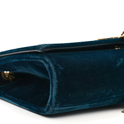 Saint Laurent Velvet Small Classic Monogram Kate Tassel Satchel Blue 9 of 21
