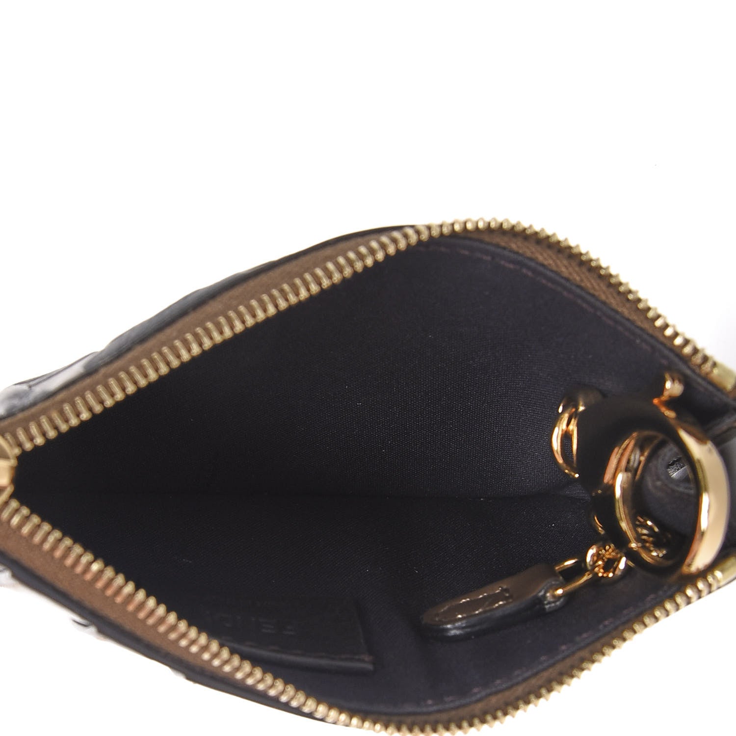 Fendi Vitello Soft F is Fendi Bi-Color FF 1974 Embossed Key Case Pouch Maya Black 6 of 9