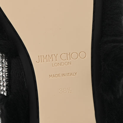 Jimmy Choo Faux Fur Crystal Krista Flats 38.5 Black 6 of 8