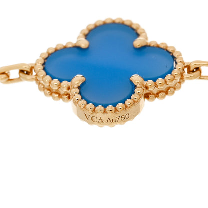 Van Cleef & Arpels VAN CLEEF & ARPELS 18K Yellow Gold Blue Agate 5 Motifs Vintage Alhambra Bracelet 3 of 5