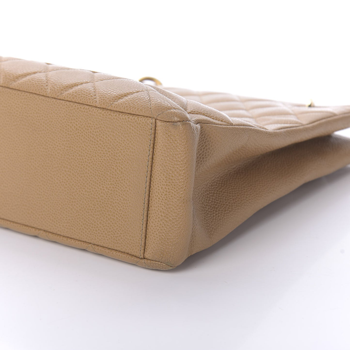 Caviar Quilted Petit Shopping Tote PST Dark Beige