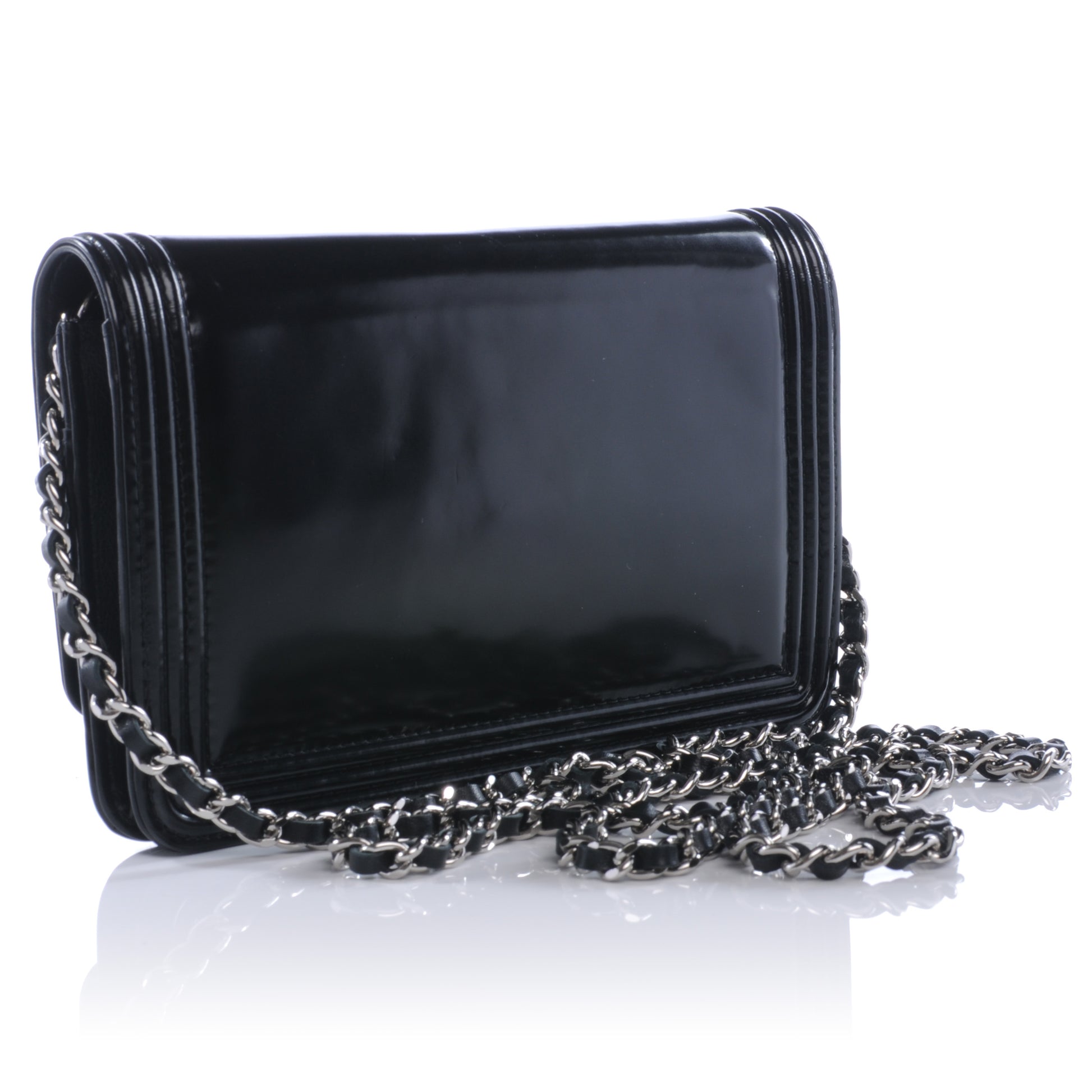 Chanel Glazed Calfskin Boy Wallet On Chain WOC Black 3 of 9