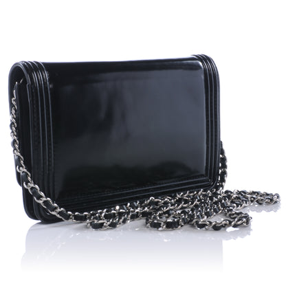 Chanel Glazed Calfskin Boy Wallet On Chain WOC Black 3 of 9