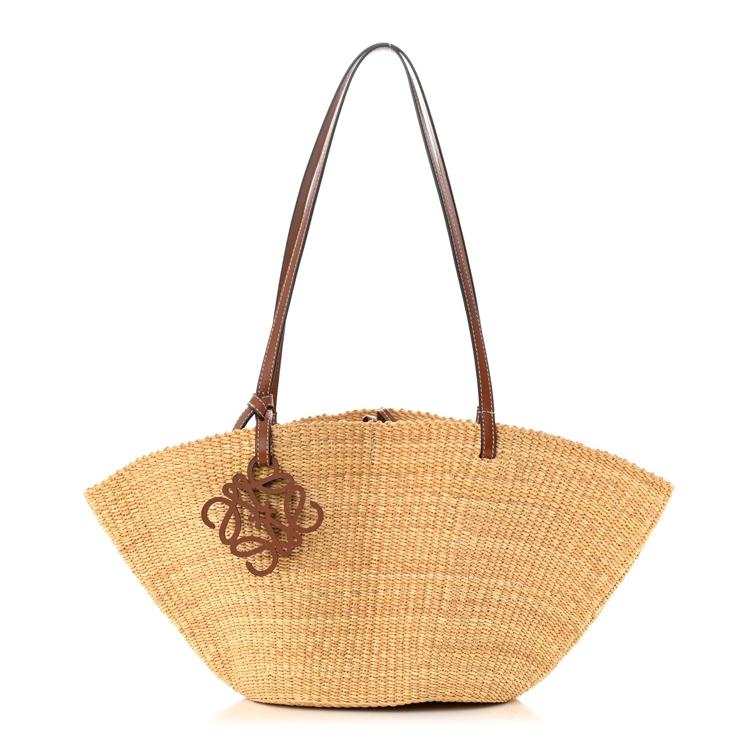 Loewe Calfskin Raffia Paulas Ibiza Small Basket Tote Bag Natural Tan 1 of 10