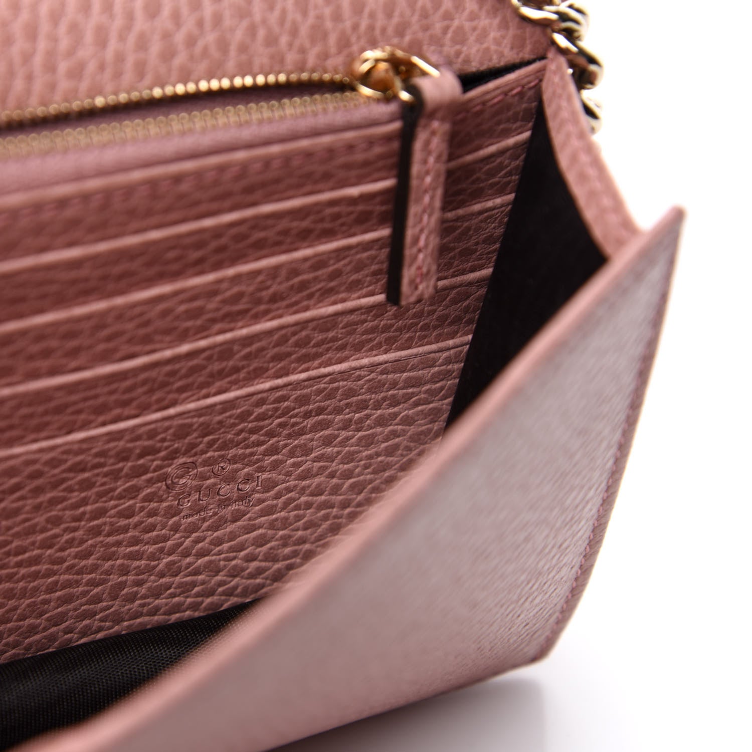 Gucci Dollar Calfskin Interlocking G Chain Wallet Soft Pink 6 of 7