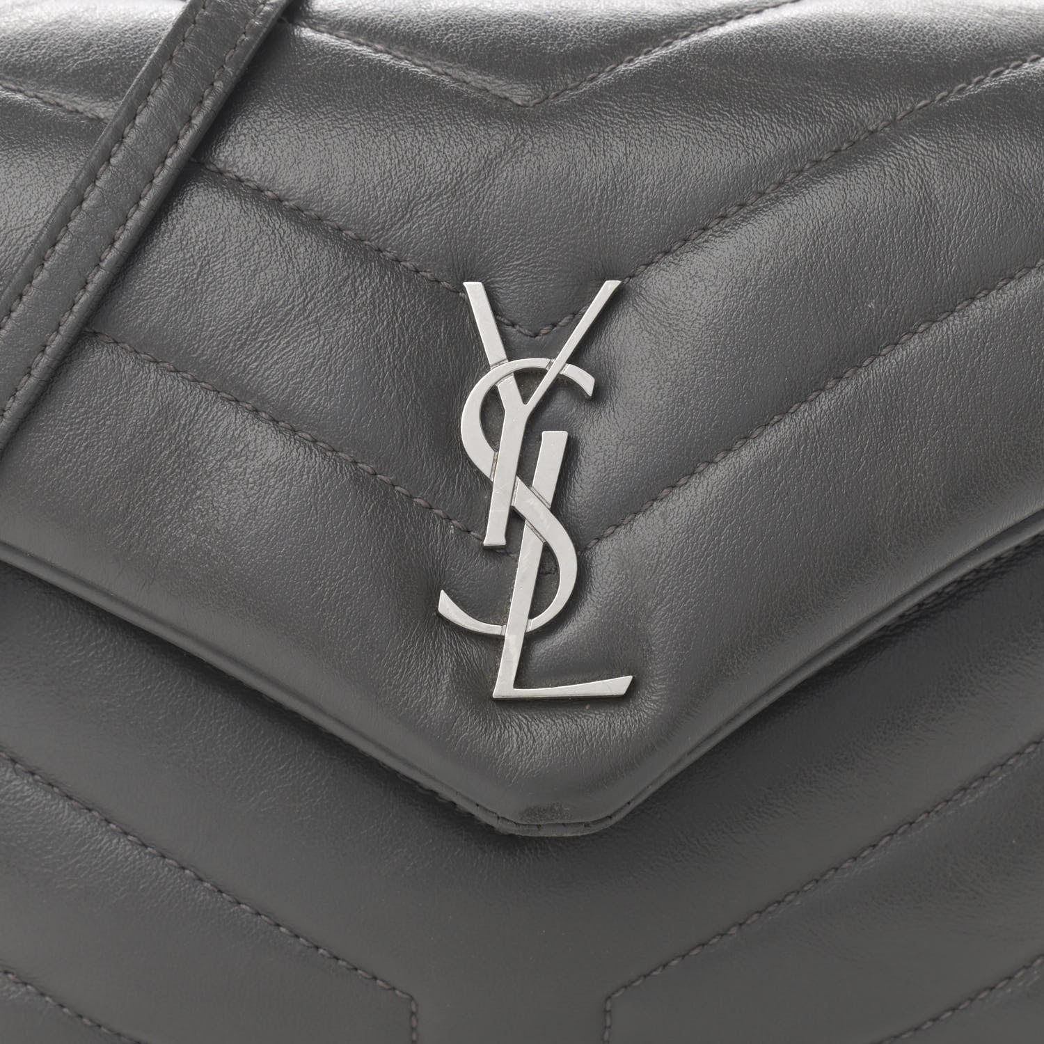 Saint Laurent Calfskin Y Quilted Monogram Toy Loulou Crossbody Bag Storm 8 of 15