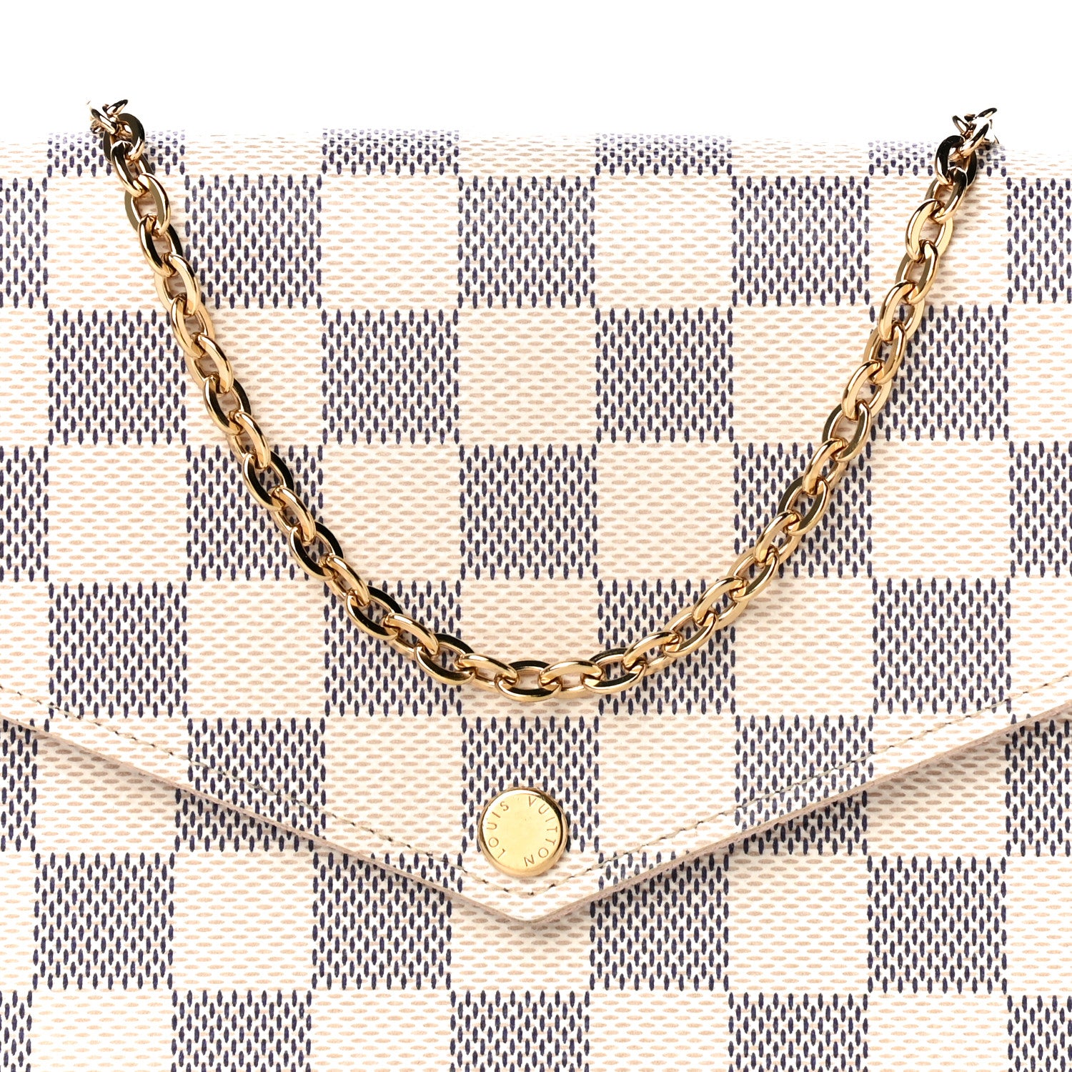 Louis Vuitton Damier Azur Pochette Felicie Chain Wallet Rose Ballerine 23 of 39