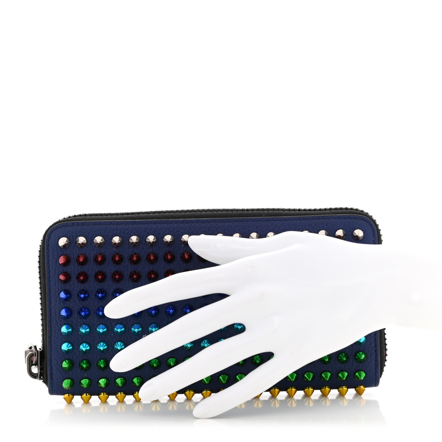 Christian Louboutin Calfskin Paris Panettone Spiked Zip Around Wallet Multicolor 2 of 8