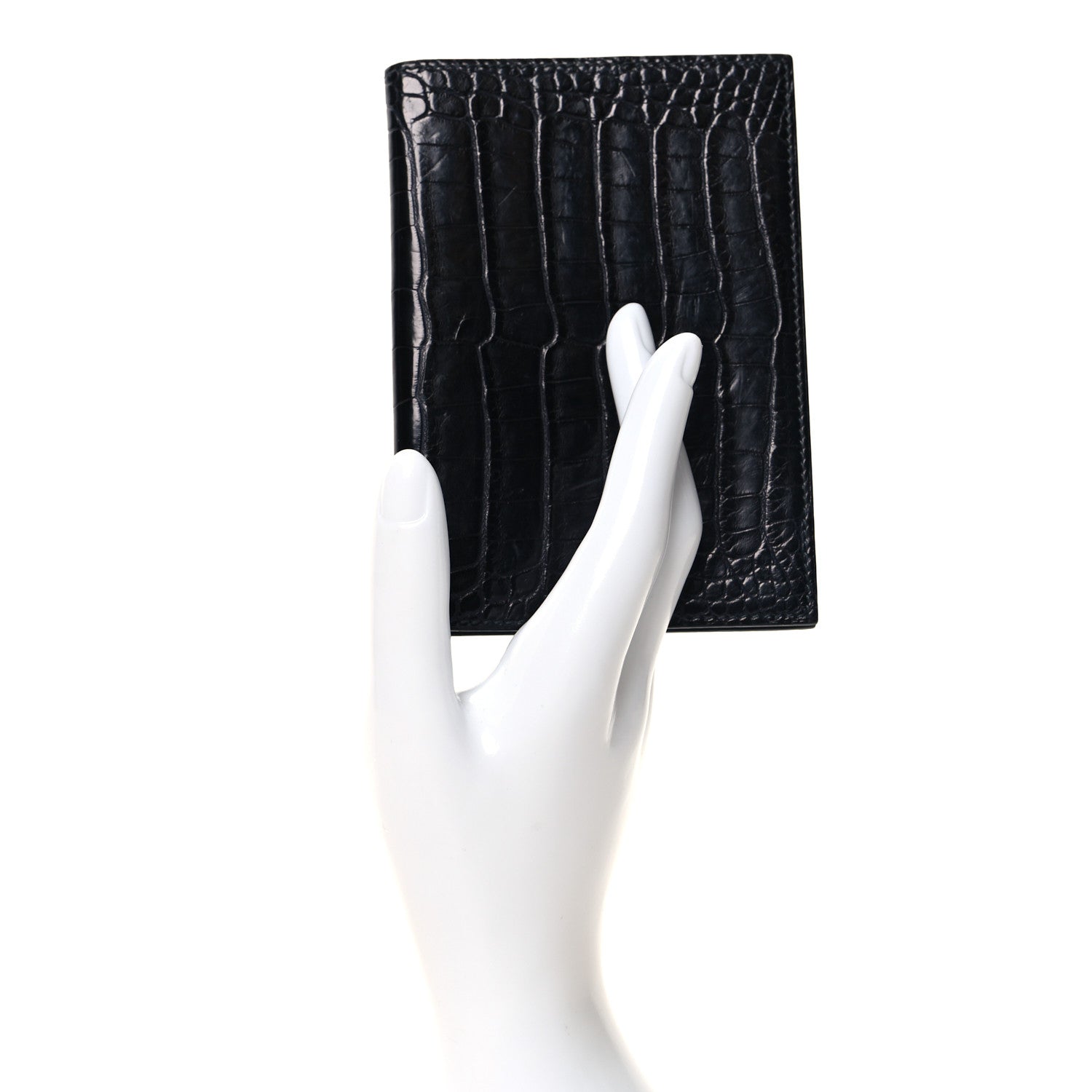 Hermes Matte Alligator Chevre MC2 Magellan Passport Holder Black 2 of 8