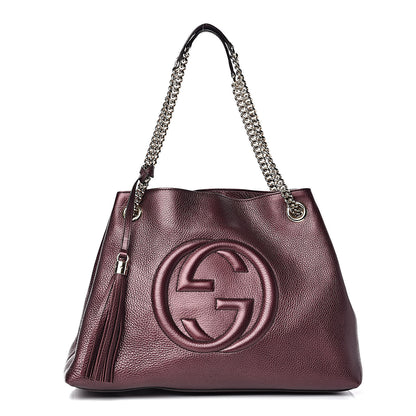 Gucci Metallic Cellarius Calfskin Medium Soho Chain Shoulder Bag Classic Burgundy 1 of 11
