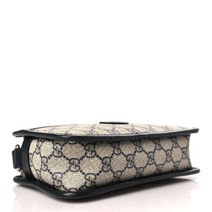 Gucci GG Supreme Monogram Textured Dollar Calfskin Mini Retro Interlocking G Shoulder Bag Beige Blue 4 of 10