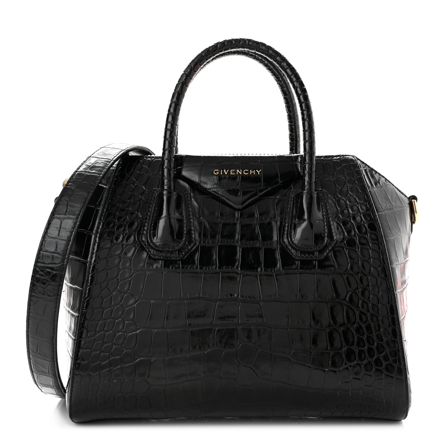 Givenchy Calfskin Crocodile Embossed Small Antigona Black 1 of 11