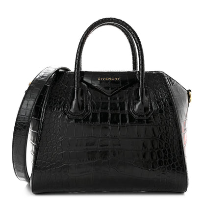Givenchy Calfskin Crocodile Embossed Small Antigona Black 1 of 11
