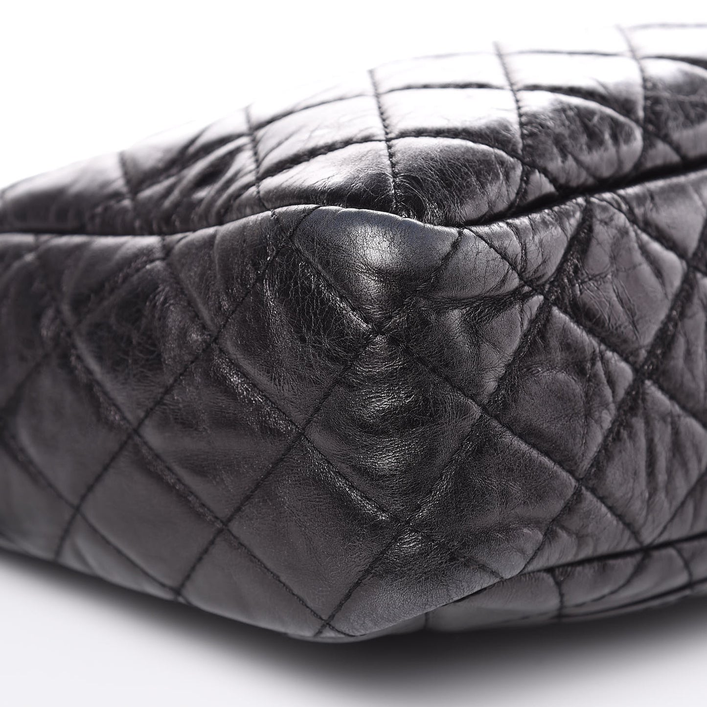 Metallic Aged Calfskin Quilted Large Reissue Camera Case Black