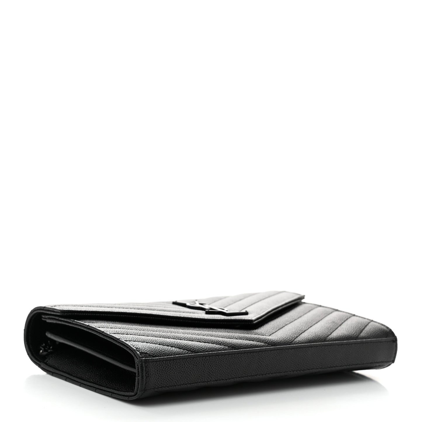 Grain De Poudre Matelasse Chevron Monogram Monochrome Chain Wallet Black