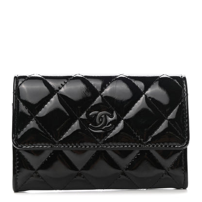 Chanel Patent Quilted Flap Card Holder So Black 1 of 8