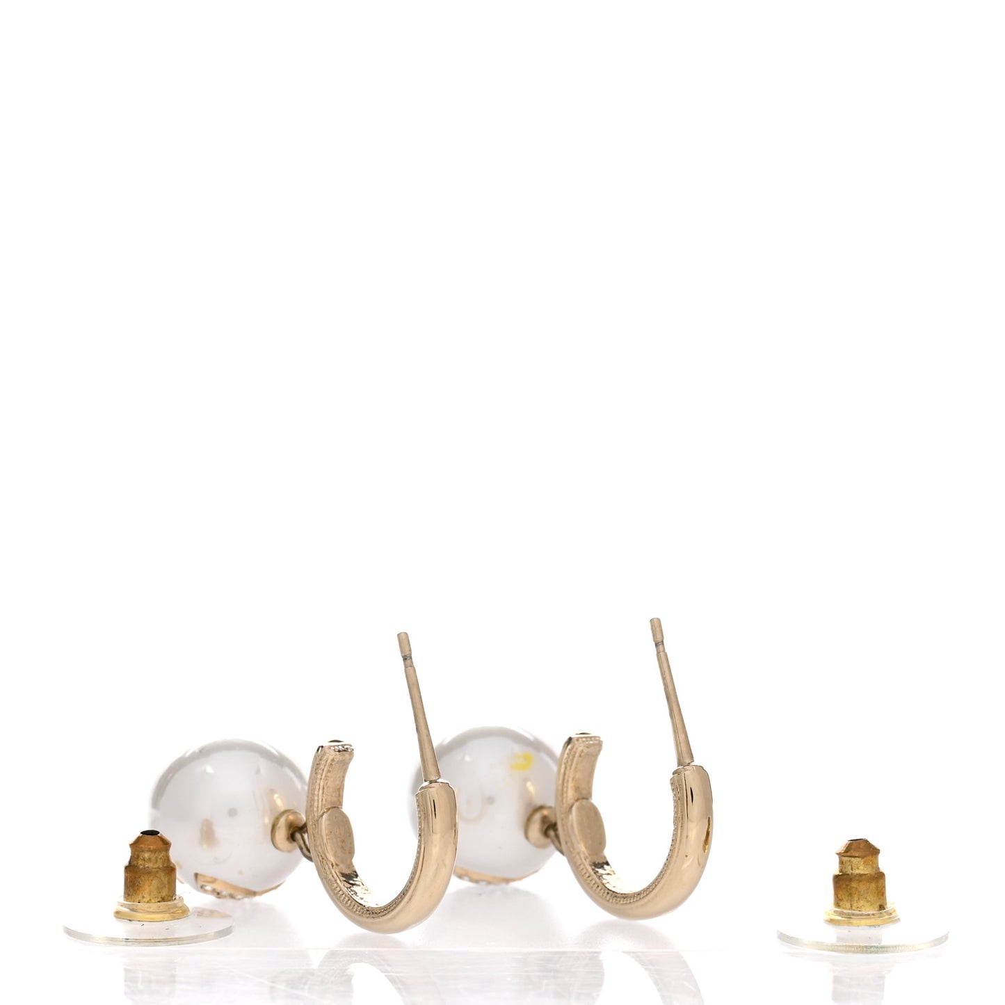 Crystal CC Pearl Drop Earrings Gold